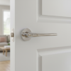 Azalia on Round Rosette polished chrome, a high-quality internal door handle with a smooth reflective finish.