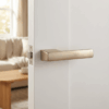 Brisa on Hidden Rosette in satin nickel, highlighting durable internal door handles on a white interior door.