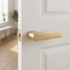 Sorella on Hidden Rosette in matt gold, showcasing a contemporary door handle design against a white panel door.