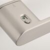 Sorella on Hidden Rosette in satin nickel showing close-up of built-in lock with green unlocked indicator.