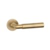 Ficaria on Round Rosette – elegant brass door handle in Antique Patina finish for internal doors.