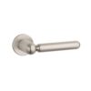 Rubia on Round Rosette in Satin Nickel – modern rounded internal door handle with a smooth satin finish.